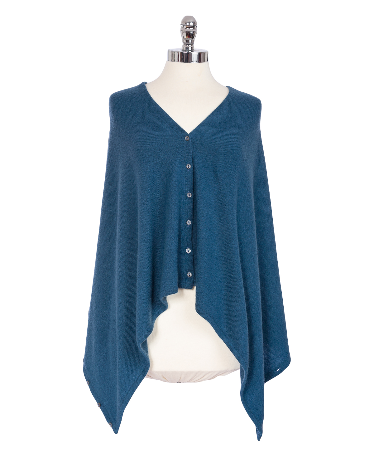 Cashmere Buttoned Poncho Wrap – Teal Blue – Fig Cashmere Ltd.