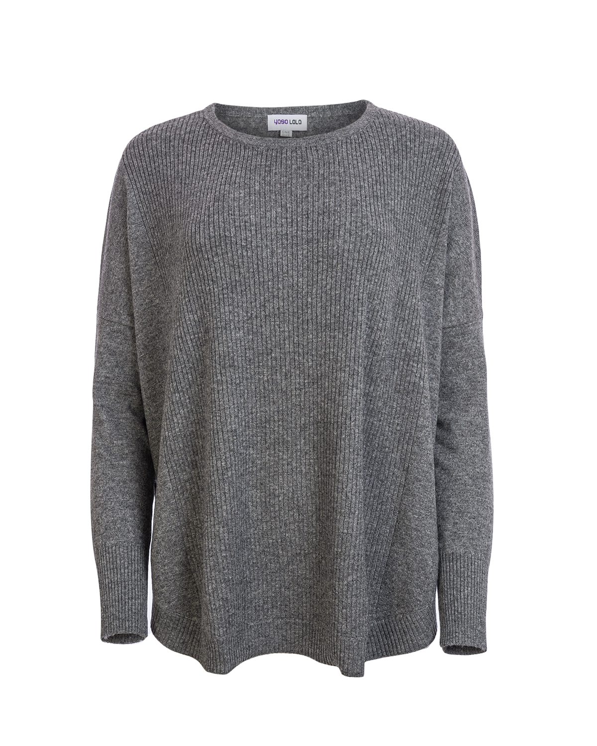 Cashmere Mix Emilia Curved Hem Jumper - Charcoal