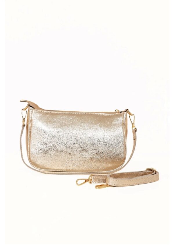 Leather Baguette Bag Gold