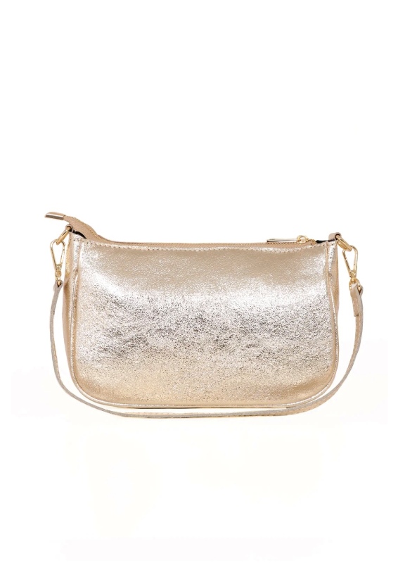 Leather Baguette Bag Gold