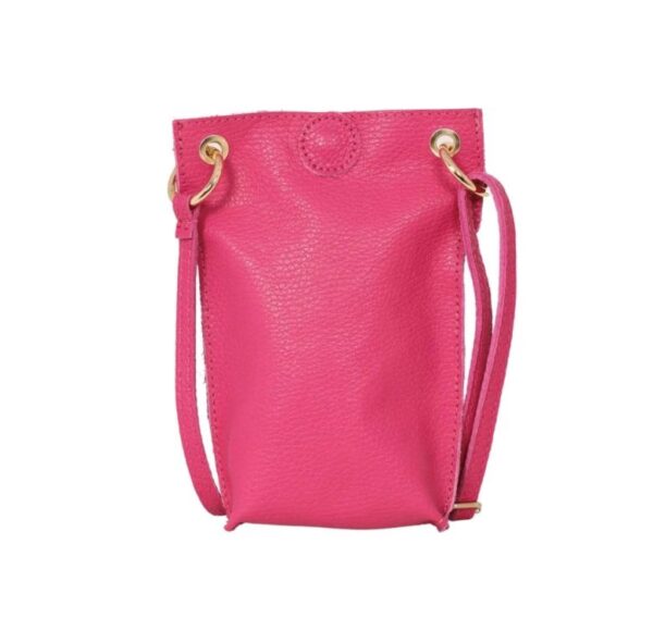 Leather Crossbody Phone Pouch Raspberry