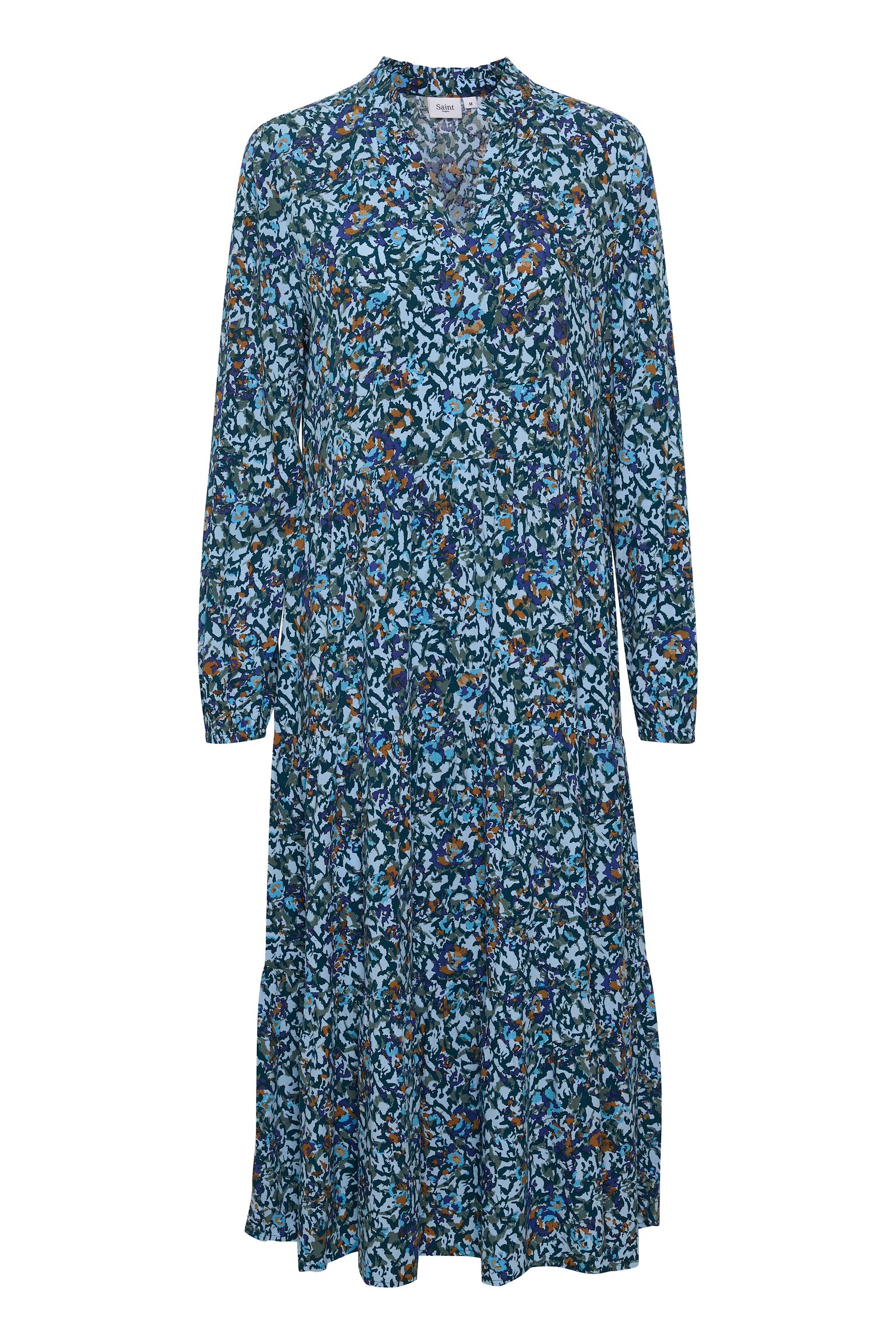 Saint Tropez EDASZ Cashmere DRESS Blue Atlantis – Floral Cashmere Maxi Fig