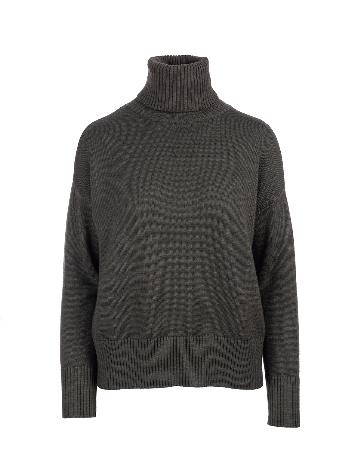 Merino Cashmere Mix Polo Neck Jumper - Fir Green