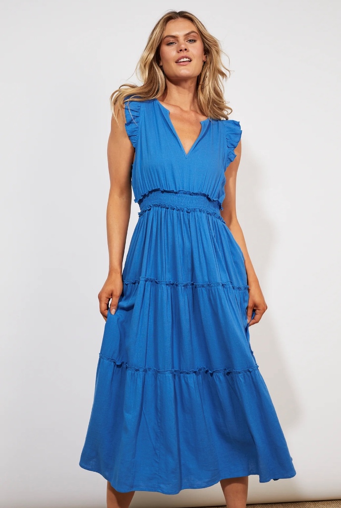 Haven Tanna Frill Dress - Cobalt