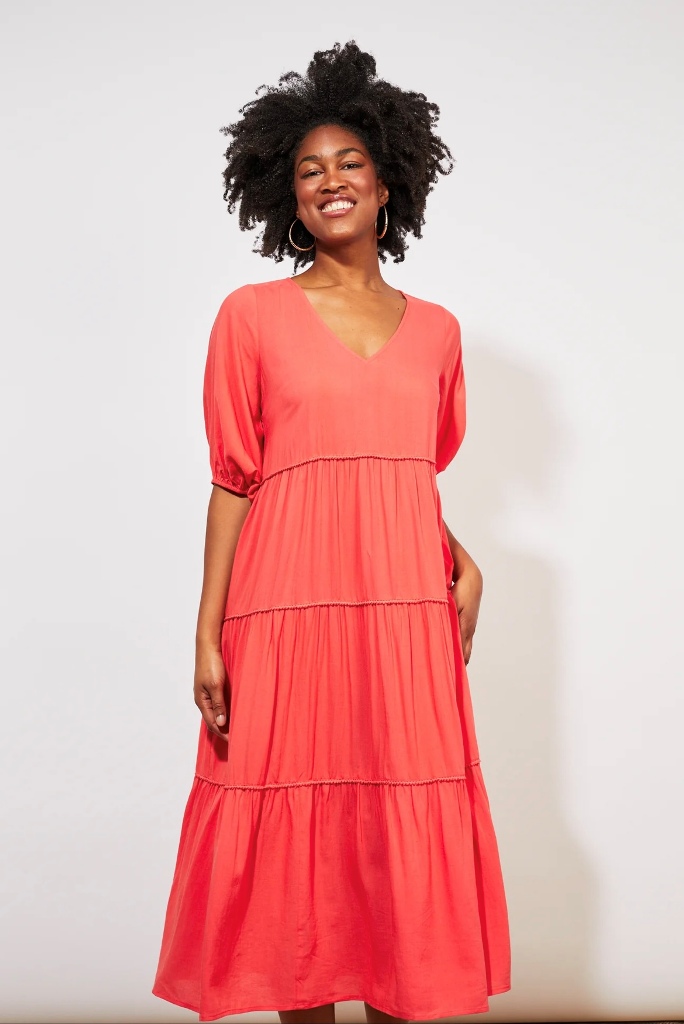 Haven Tropicana Tiered Maxi - Coral