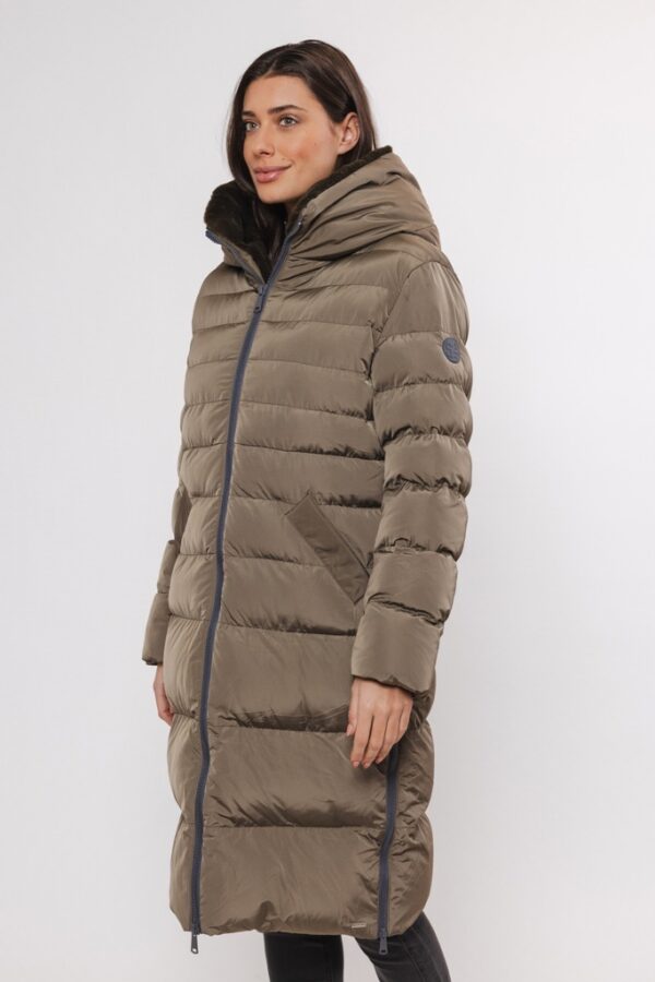 Keilafur long padded hooded coat with faux fur Hunter