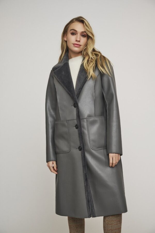 Rino & Pelle Jula reversible long coat – Graphite