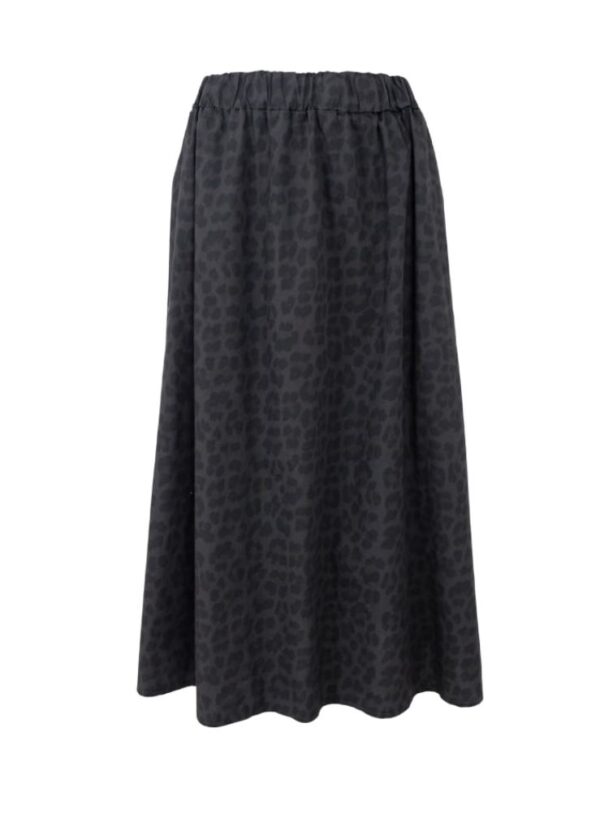 Black Colour ABBIE Leo Skirt Grey Leopard