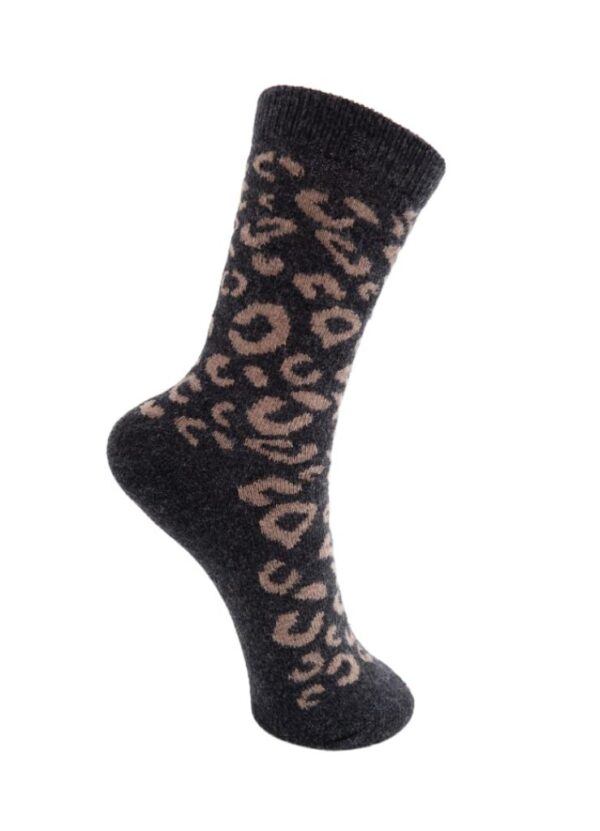 Black Colour KALEEN Wool Sock - Dark Grey