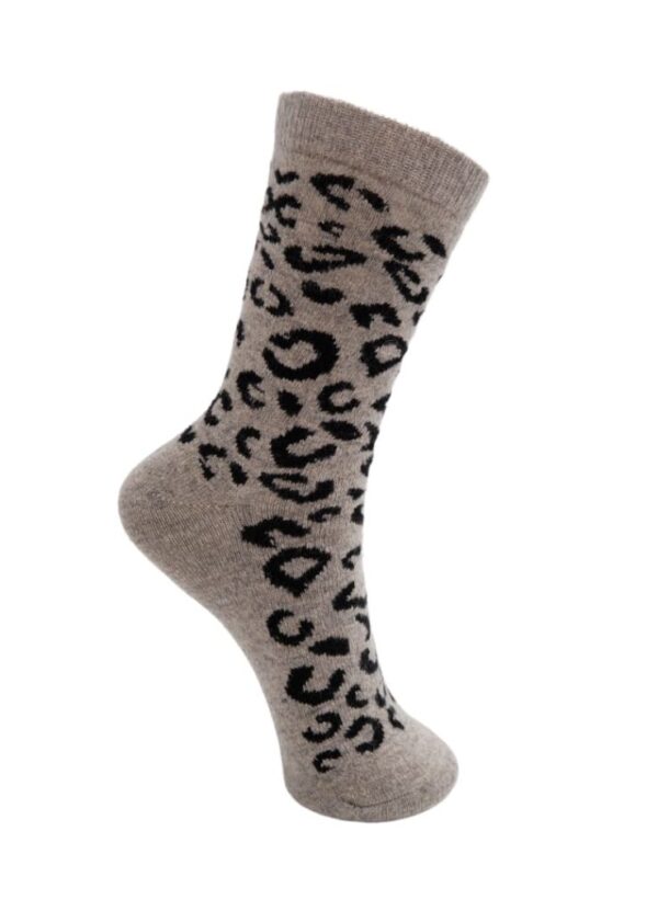 Black Colour KALEEN Wool Sock - Light Grey