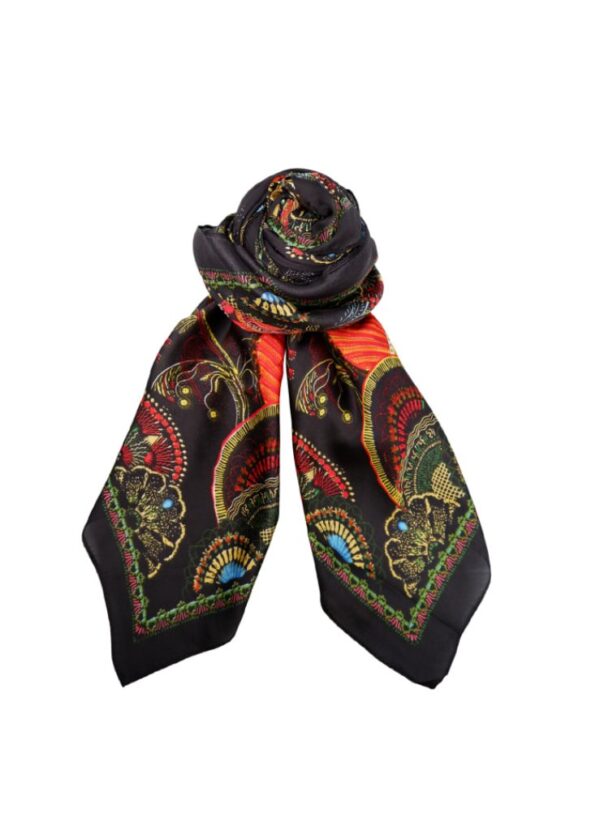 Black Colour MONS Satin Scarf