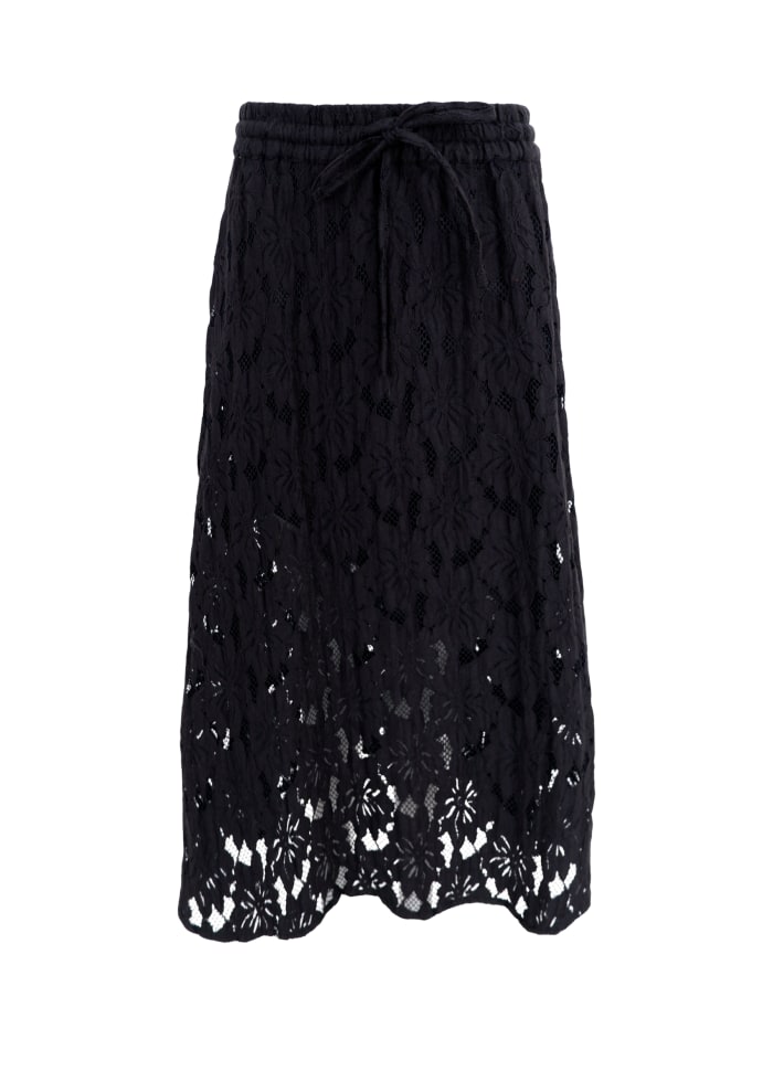 BLack Colour Nelly Flower Skirt Black