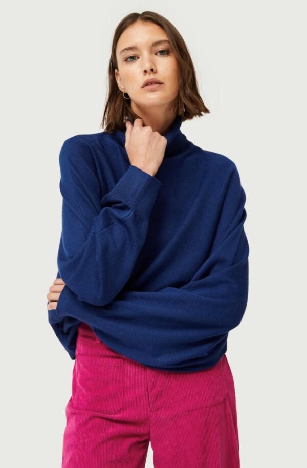 Compania Fantastica 43C10227 Blue Roll Neck Knitted Sweater