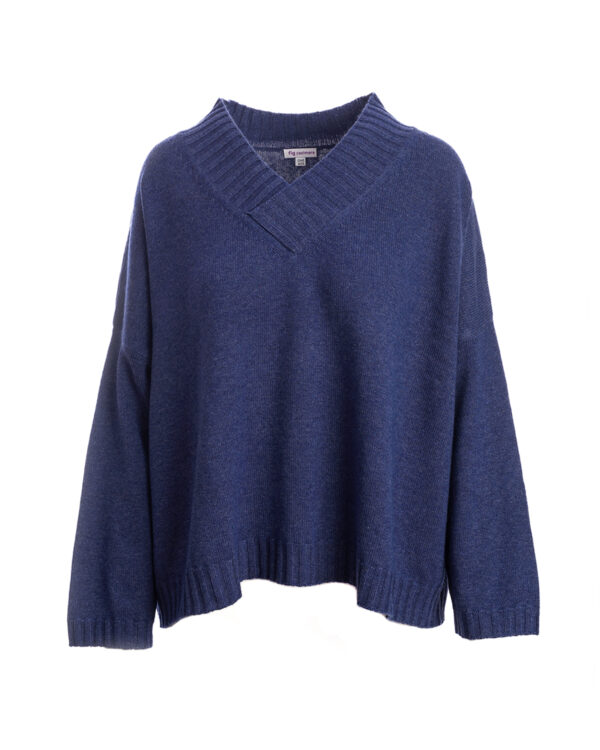 Cashmere Lambswool Callum V Neck Jumper - Ink