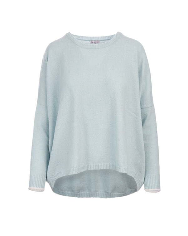 Cashmere Lambswool Mina Jumper- Cloud Blue/Snow