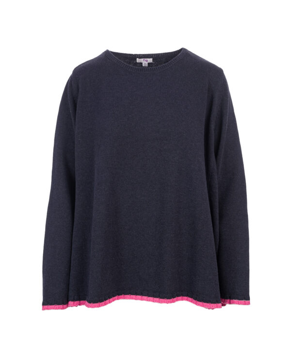 Organic Cotton Rollo Jumper – Navy/ Candy Pink