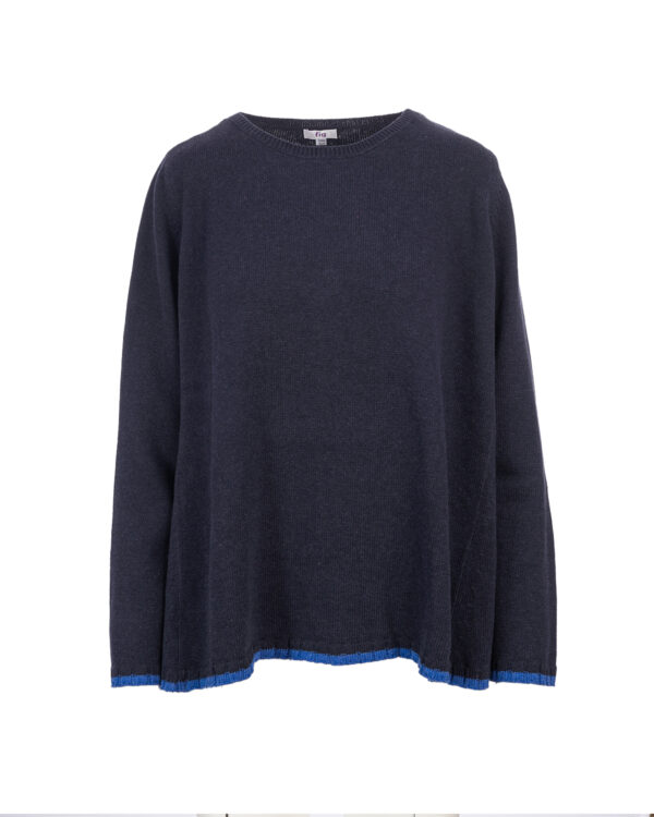 Organic Cotton Rollo Jumper - Navy/ Cobalt