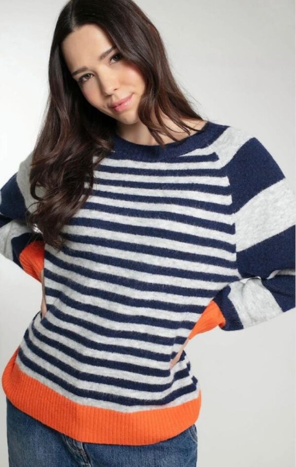 Nooki Design Cynthia Stripe Jumper in Navy Mix