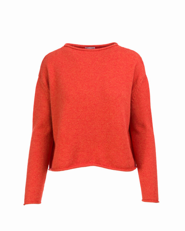 Cashmere Lambswool Pea Jumper Sea Marl - Flame