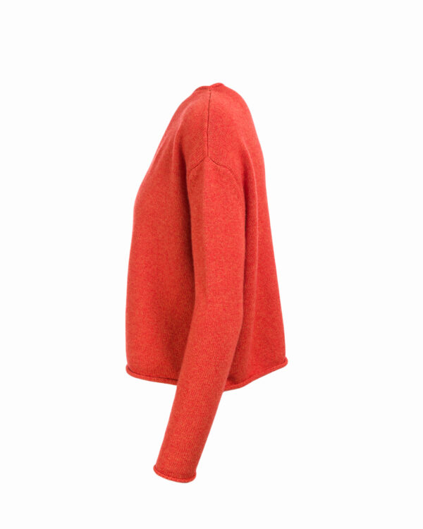 Cashmere Lambswool Pea Jumper Sea Marl - Flame