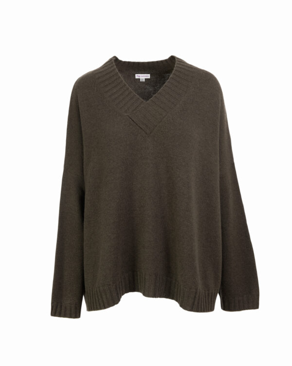 Cashmere Lambswool Callum V Neck Jumper - Fir Green