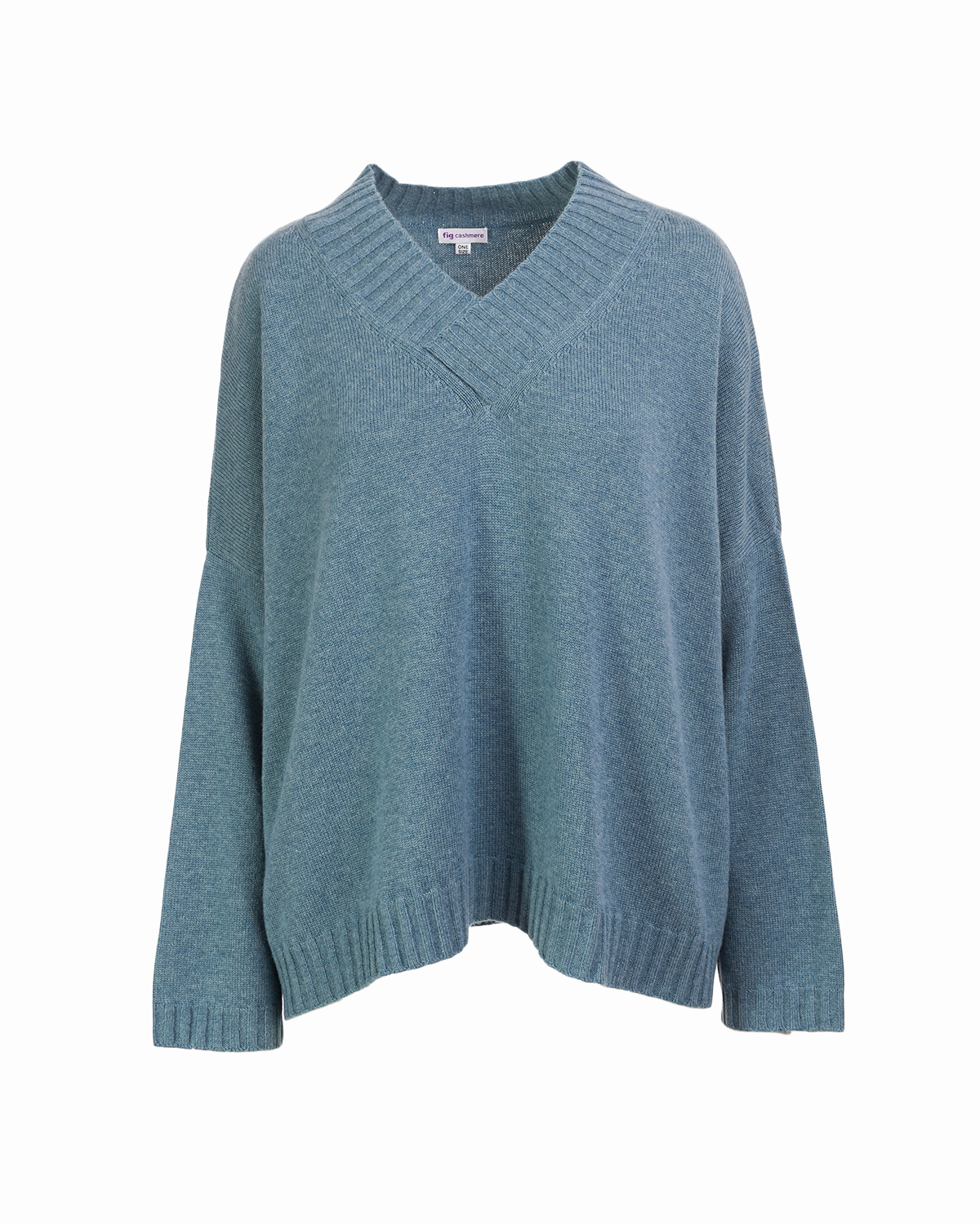 Cashmere Lambswool Callum V Neck Jumper - Teal Marl