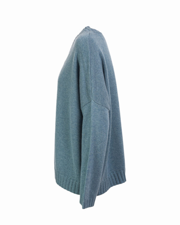 Cashmere Lambswool Callum V Neck Jumper - Teal Marl