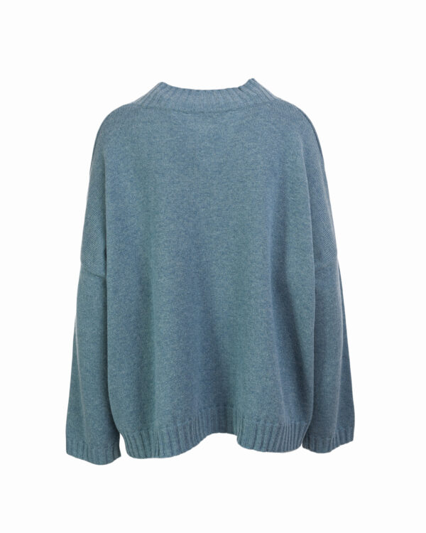 Cashmere Lambswool Callum V Neck Jumper - Teal Marl