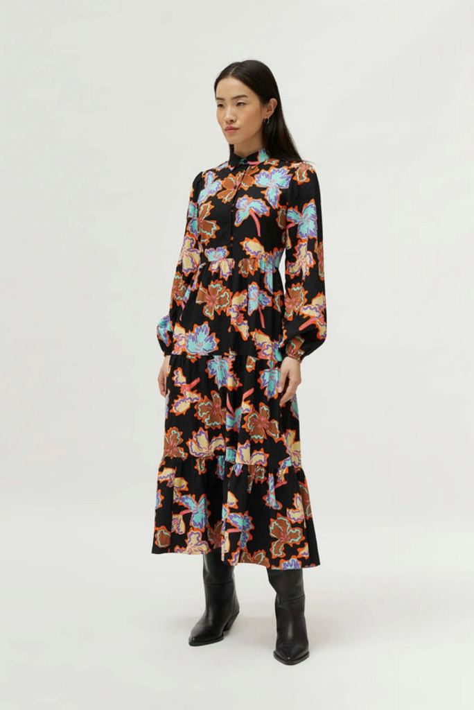 44C-41105 Long floral print dress Alhelí