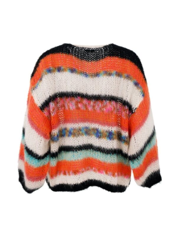 Black Colour ADRIA Multi Striped Cardigan - Orange Multi