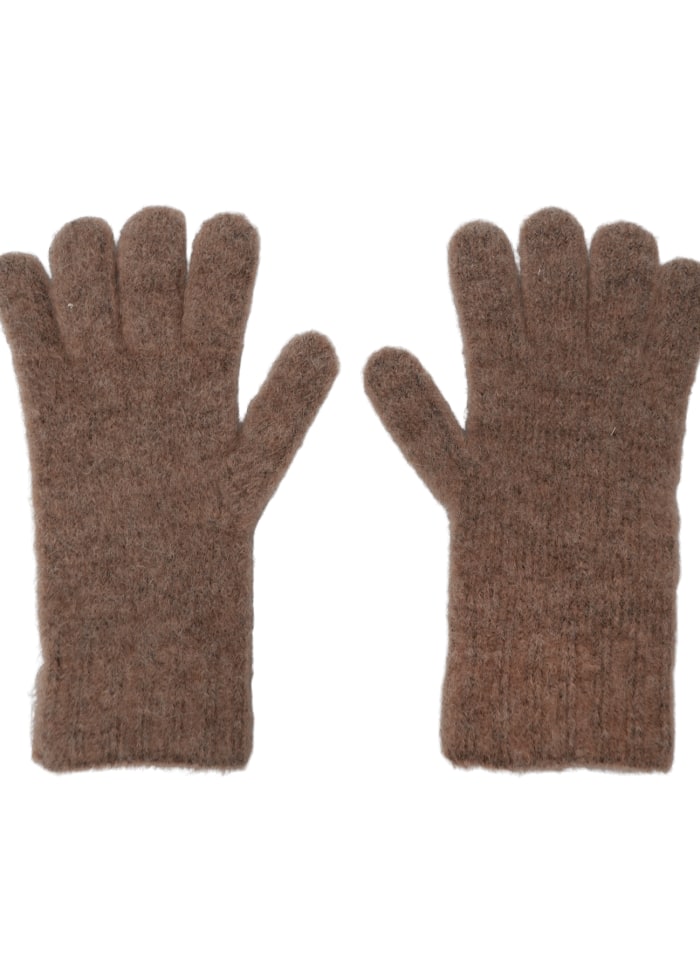 Black Colour Alpaca Blend Ginger Gloves Camel