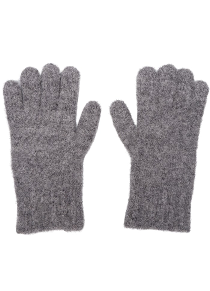 Black Colour Alpaca Blend Ginger Gloves Grey