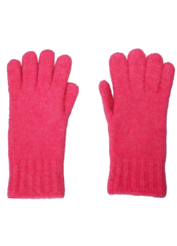 Black Colour Alpaca Blend Ginger Gloves Pink