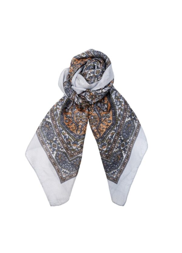 Black Colour KIRSTINE Silk Scarf - Grey