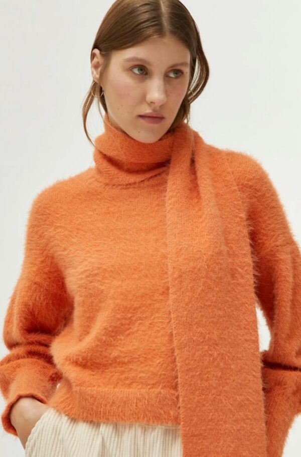 Compania Fantasica Orange Textured Knit Scarf