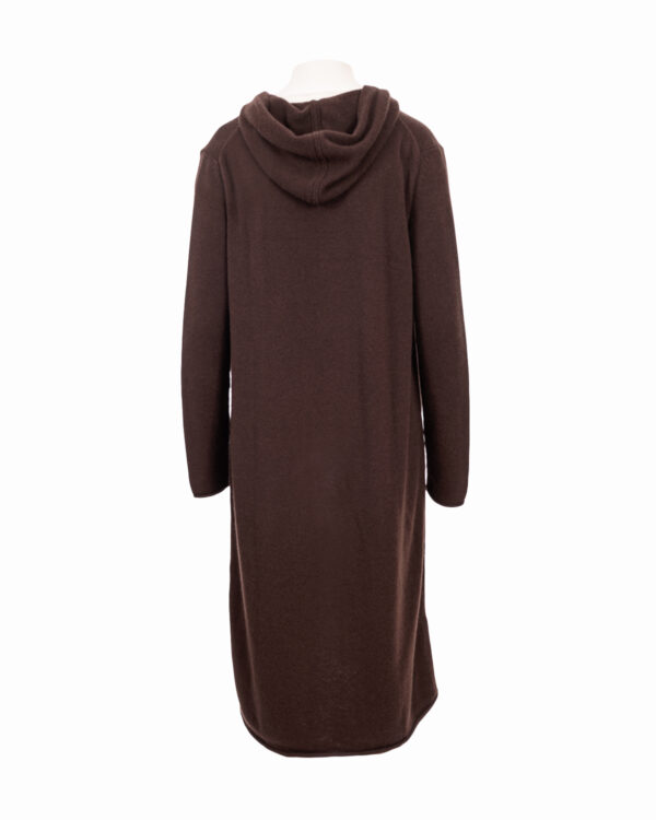 Cashmere Lambswool Long Hooded Cardigan - Dark Chocolate