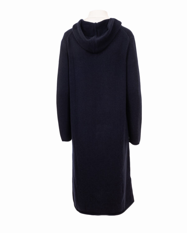 Cashmere Lambswool Long Hooded Cardigan - Navy