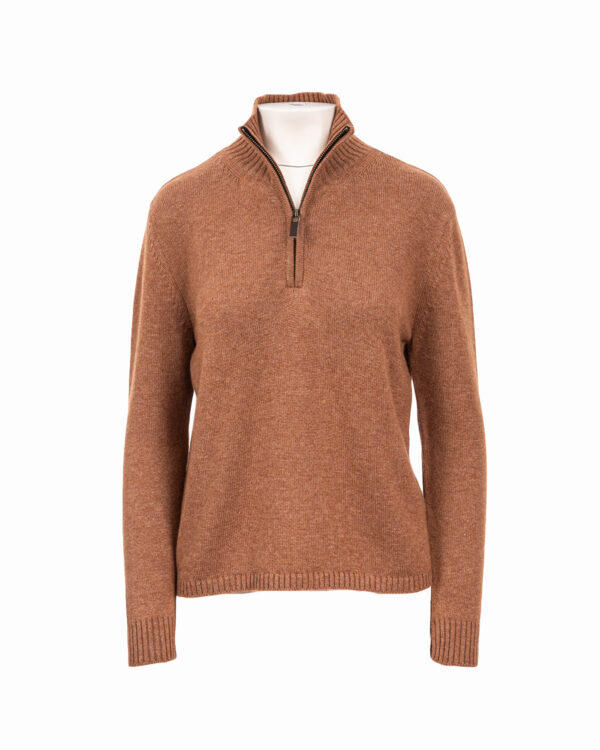 Cashmere Lambswool 1/4 Zip Jumper Almond