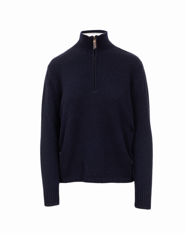 Cashmere Lambswool 1/4 Zip Jumper Navy Marl