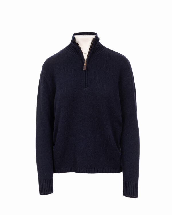 Cashmere Lambswool 1/4 Zip Jumper Navy Marl