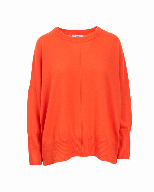 Cashmere Mix Crew Neck Jumper - Flame