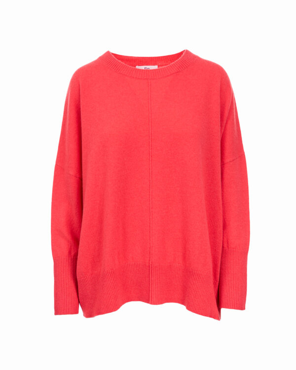 Cashmere Mix Crew Neck Jumper - Geranium