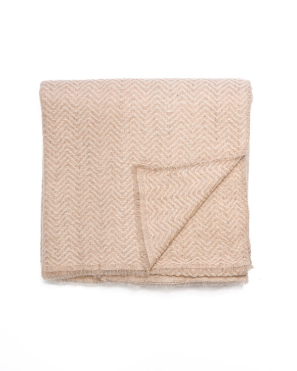 Cashmere Herringbone Large Scarf - Cream