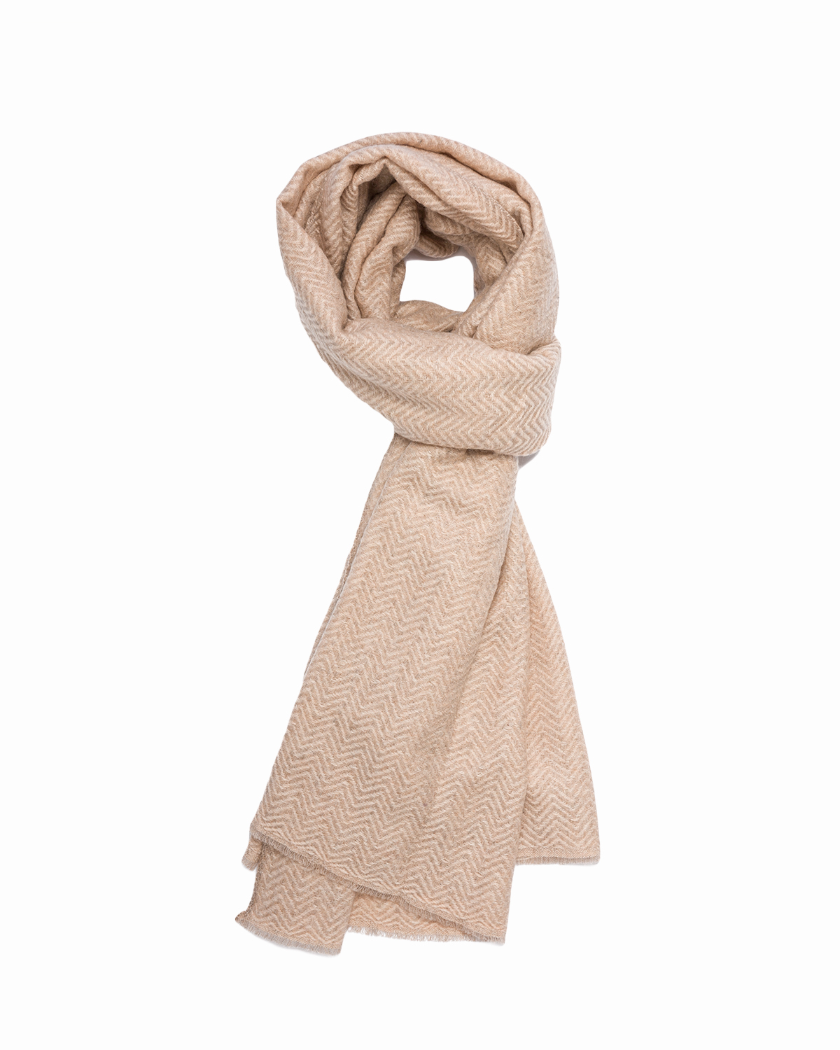 Cashmere Herringbone Large Scarf - Cream