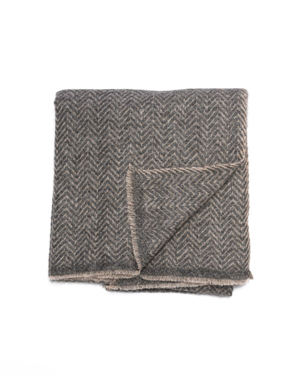 Cashmere Herringbone Large Scarf - Graphite