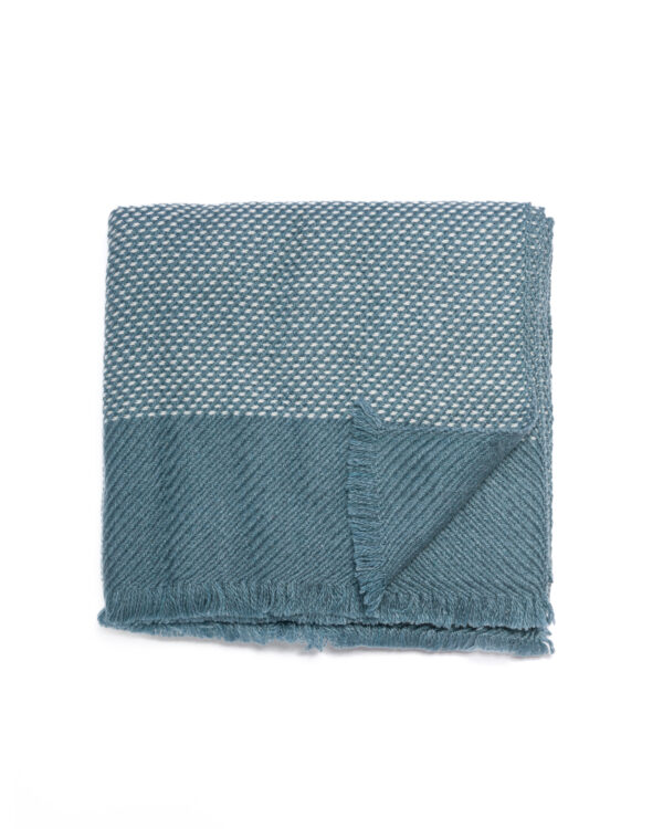 Cashmere Blend Ella Dotted Scarf - Teal Blue/Natural