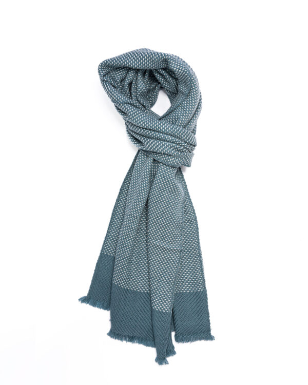 Cashmere Blend Ella Dotted Scarf - Teal Blue/Natural