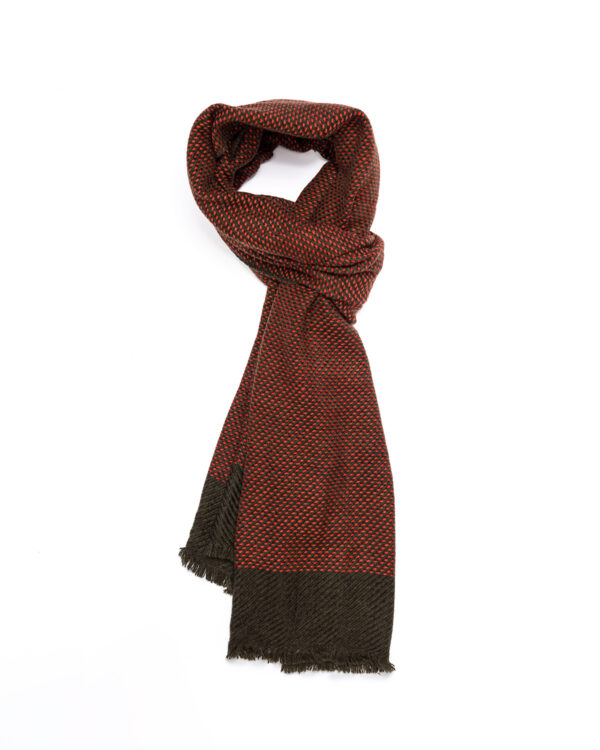 Cashmere Blend Ella Dotted Scarf - Fir green/Flame