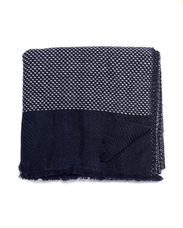 Cashmere Blend Ella Dotted Scarf - Dark Navy/Natural