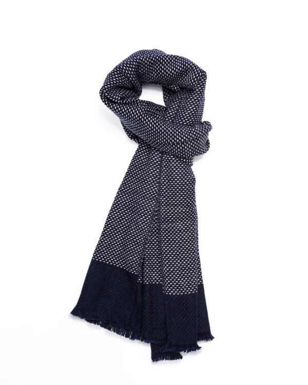 Cashmere Blend Ella Dotted Scarf - Dark Navy/Natural